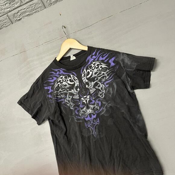 Vintage y2k‎ t shirt Daytona bike week skulls grunge faded black goth medium - Picture 1 of 2